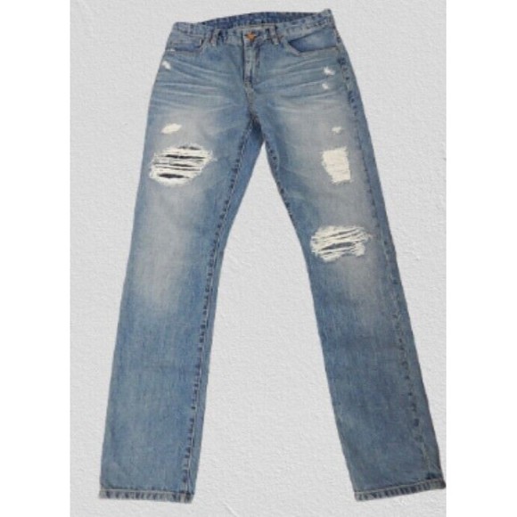 Blank NYK Women Jeans Sz 27 Straight Mid Rise Denim  Distressed Medium Wash - Picture 1 of 14